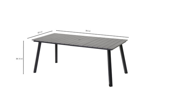 English Elm Outdoor Foldable Dining Table Iron Frame Wood Slat Top for Patio Backyard Balcony W3990P449061