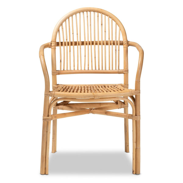 English Elm Modern Rattan Dining Chair Woven Round Back Boho Coastal Armchair Natural Finish B2750P420424