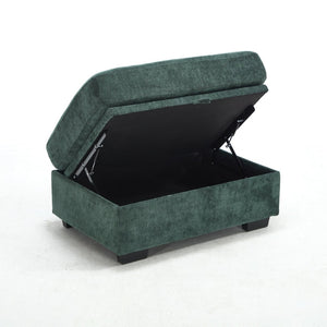 English Elm Modern Chenille L-shaped Sectional with Usb Charging Ottoman Storage Living Room Couch Green W2120S00017