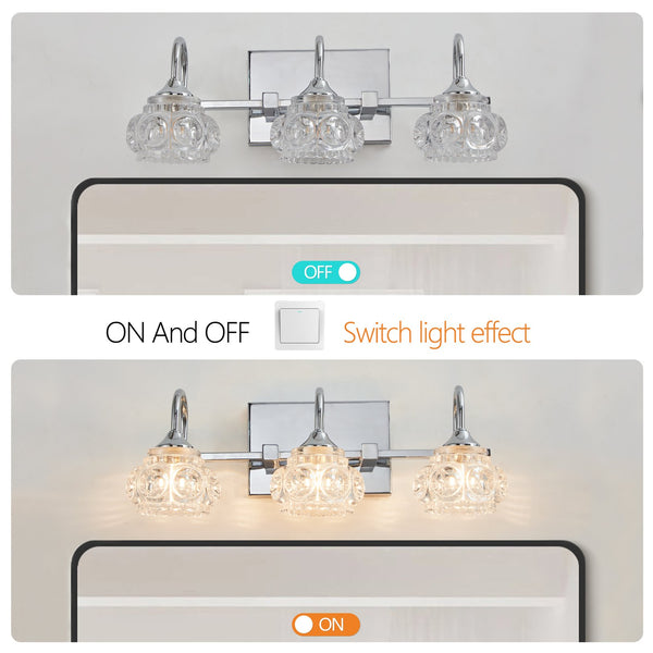 English Elm 17" Nickel Vintage Crystal Vanity Light - 3-Light Hardwired Bathroom Mirror Sconce with Clear Shades and Iron Accents W2312P374820