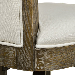 English Elm Jennifer Taylor Home - Henry 27" Armless Swivel Counter Height Bar Stool Heathered Linen Upholstered High Back Support White B2719P238375