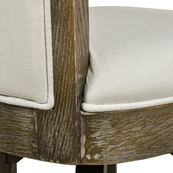 English Elm Jennifer Taylor Home - Henry 27" Armless Swivel Counter Height Bar Stool Heathered Linen Upholstered High Back Support White B2719P238375