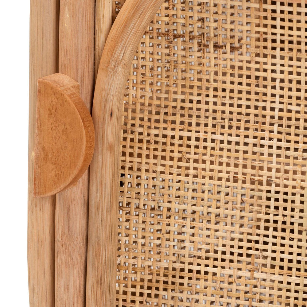 English Elm Bohemian Rattan Woven Mahogany Nightstand with Shelved Storage for Eclectic Bedrooms B2750P420406