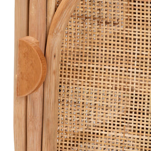 English Elm Bohemian Rattan Woven Mahogany Nightstand with Shelved Storage for Eclectic Bedrooms B2750P420406