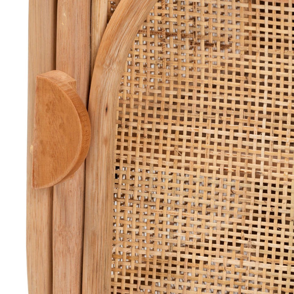 English Elm Bohemian Rattan Woven Mahogany Nightstand with Shelved Storage for Eclectic Bedrooms B2750P420406