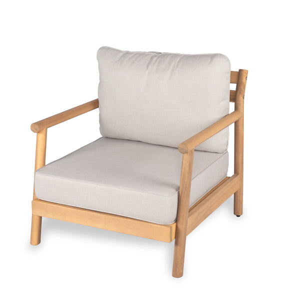 English Elm Christopher Knight Home® - Patio Acacia Wood Club Chair With Plush Water-Resistant Cushion, Teak Finish & Beige Comfort N772P262272B