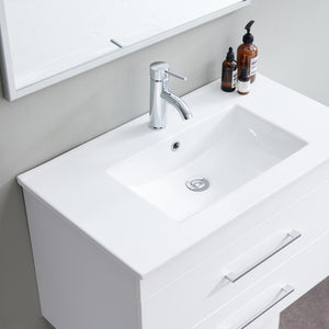 English Elm 32-inch Ceramic Drop-in Bathroom Sink Glossy Rectangular Basin for Modern Vanity W3151P264909