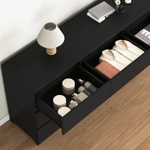English Elm 9 Drawer Matte Black Dresser Push Open Handleless Design Wide Bedroom Storage Chest W409P334005