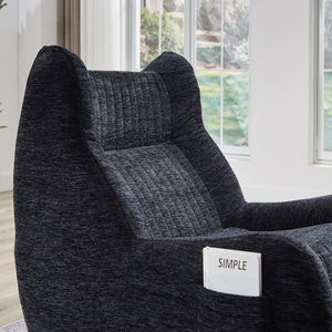 English Elm Bean Bean Bag Chair with Armrests Ergonomic Chenille Lounge Seat Filled with High-Resilience Sponge Black W3434P329809