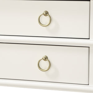 English Elm Carmona Midnight Blue Tray Top Nightstand with Two Drawers, Open Shelf, Brushed Gold Ring Pulls White B050P376937