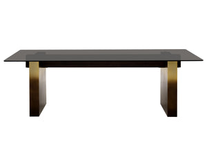 Sunpan Calvosa Dining Table Base with Ombre Design - Captivating Dark Bronze & Dark Walnut Finish