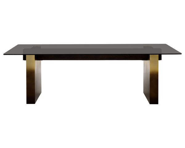 Sunpan Calvosa Dining Table Base with Ombre Design - Captivating Dark Bronze & Dark Walnut Finish