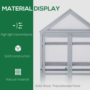 English Elm Garden Solid Wood Cold Frame Greenhouse with Polycarbonate Panels and Three Tiered Shelves T3971P389246