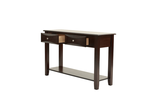 English Elm Classic Modern wooden coffee table with Ogumi veneer top, drawers & lower shelf for stylish storage Antique Black,Espresso 51 L x 21 W x 10 H B011P395607