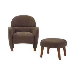 English Elm Modern Upholstered Accent Chair with Ottoman Set for Cozy Reading Nooks and Small Spaces Brown W2085P382559