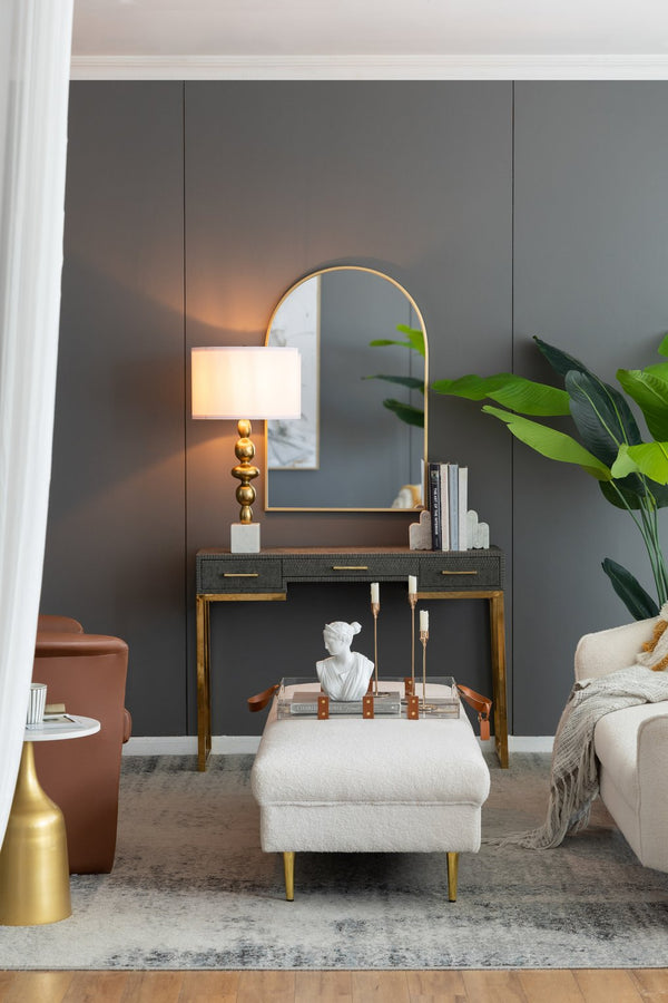 English Elm D15x29.5" Marble Pedestal Table Lamp with Four-Tiered Candlestick Silhouette and Drum Shade, Elegant Accent Gold+White W2078P395554