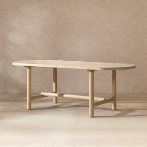 English Elm Milo Oval Reclaimed Pine Dining Table Seats 8 with Cerused Finish Open Stretcher Base B2719P485498