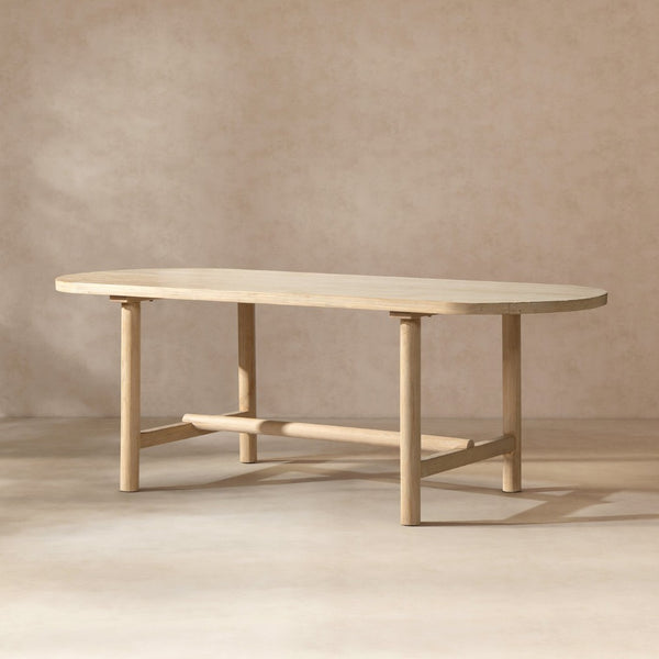 English Elm Milo Oval Reclaimed Pine Dining Table Seats 8 with Cerused Finish Open Stretcher Base B2719P485498