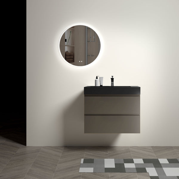 English Elm Alice 30" Gray Modern Bathroom Vanity With Floating Design, Soft-Close Drawers & Stylish Sink Basin W1865S00026