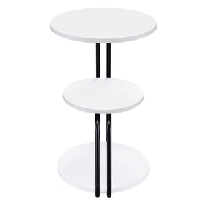 English Elm Dixon 3-Tier Round Accent Side Table in White with Slim Black Legs — Compact, Layered Storage for Small Spaces B062P378399