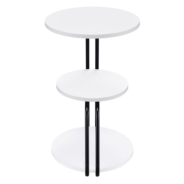 English Elm Dixon 3-Tier Round Accent Side Table in White with Slim Black Legs — Compact, Layered Storage for Small Spaces B062P378399