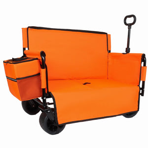 English Elm 3-in-1 Convertible Folding Wagon with 500lb Steel Frame and All-terrain Swivel Wheels Orange W2932P390463