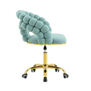 English Elm Modern Velvet Bubble Back Swivel Chair Glam Upholstered Seat for Vanity or Desk Gold,Teal W3875P442947