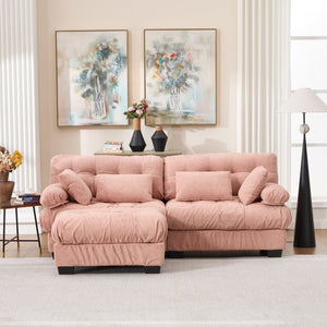 English Elm Modular Cloud Sectional with Ottoman Deep Seat Flannelette Sofa for Living Room Pink W2120S00024
