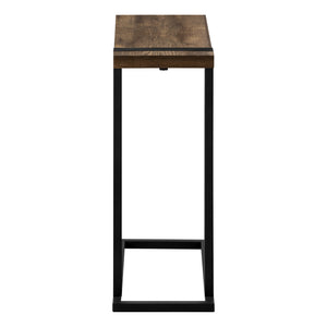 English Elm Accent C-Shaped Side Table with Reclaimed Wood-Look Top and Sleek Metal Frame for Small Spaces Brown 28 L x 13 W x 6 H B2710P219144