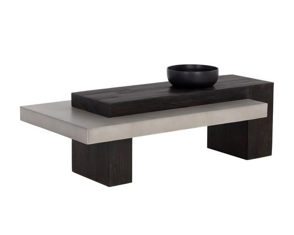 Sunpan Herriot Contemporary Coffee Table with Unique Timber Effect and Striking Concrete Design for Any Space Dark Brown / Grey