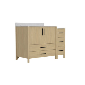 English Elm 108"w×22"d×34"h Freestanding Double Sink Vanity with White Countertop Soft Close T3785S00002
