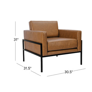 English Elm Fiam Contemporary Faux Leather Accent Armchair with Sleek Matte Black Metal Legs B056P416976