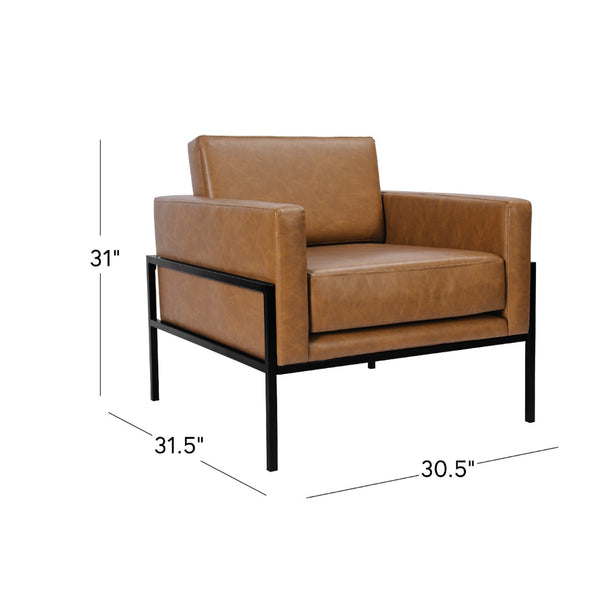 English Elm Fiam Contemporary Faux Leather Accent Armchair with Sleek Matte Black Metal Legs B056P416976