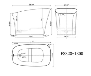 English Elm 51" Freestanding Solid Surface Soaking Tub Deep Basin Matte Finish Spa Bath W2704P188410
