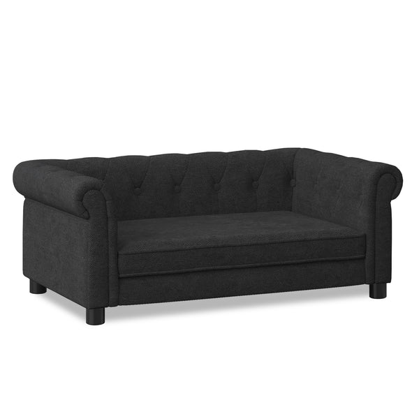 English Elm Elegant Elevated Rectangular Pet Bed for Medium to Large Dogs, Durable Linen Sofa, Modern Comfort 39x22.75x13.25 Black W487P272441