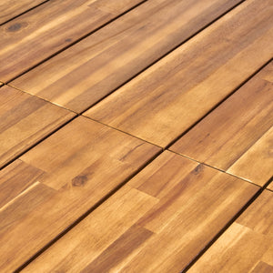 English Elm Christopher Knight Home® - Rectangular Acacia Wood Outdoor Dining Table 71" — Teak Finish Slatted Top, Black Iron Legs, Durable Elegance 64274.00