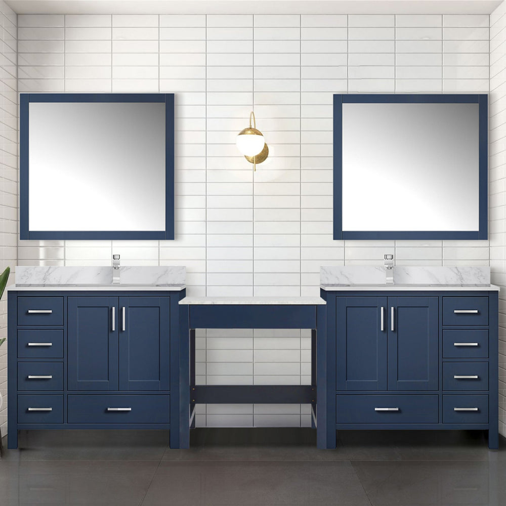 English Elm Navy Blue Double Bath Vanity With Carrara Marble Top, Mirrors & Ample Storage For Stylish Bathrooms B2731S00631