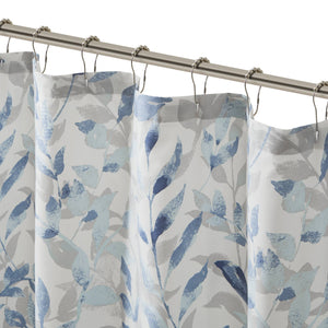 JLA Home Madison Park Essentials - Botanical 72x72 Blue Botanical Shower Curtain - Spa-Inspired White Background, Machine Washable Elegance MPE70-872