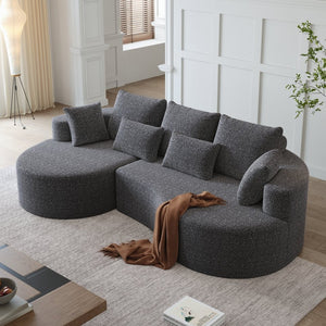 English Elm Modern Chenille Cloud Sectional with Deep Curved Seating and 7 Pillows for Living Room W834S00486