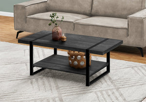 English Elm Coffee Coffee Table Rectangular 48" Rustic Black Laminate Top with Lower Shelf and Black Metal Legs Appeal B2710P219147