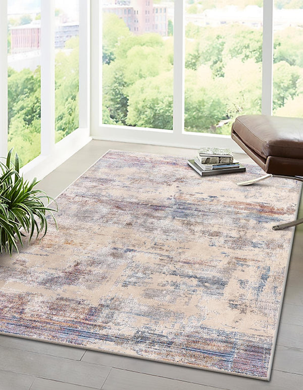 Unique Loom Deepa Cloud Machine Made Abstract Rug Multi, Beige/Blue/Gray/Ivory/Purple/Light Brown 5' 3" x 7' 10"