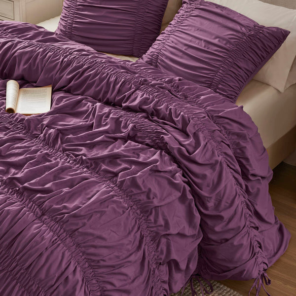 English Elm 2PCS Washed Microfiber Twin/Twin XL Comforter Set with Plush Poly Fill and Soft Standard Sham Pair Purple 16.73 L x 12.99 W x 7.87 H B035P341085