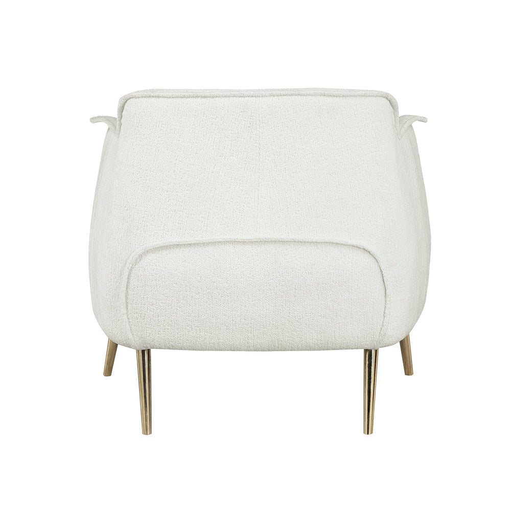 English Elm Luxury Rachael Bouclé Accent Chair with Curved Wrapback, Gold Stiletto Legs, Modern Glam Seating White 33 L x 33.5 W x 24 H B011P256312
