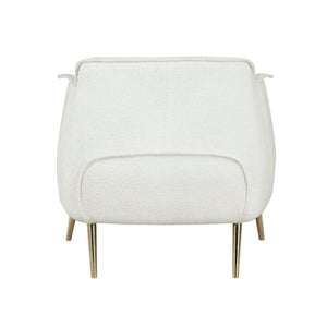 English Elm Luxury Rachael Bouclé Accent Chair with Curved Wrapback, Gold Stiletto Legs, Modern Glam Seating White 33 L x 33.5 W x 24 H B011P256312
