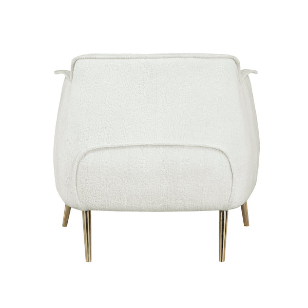 English Elm Luxury Rachael Bouclé Accent Chair with Curved Wrapback, Gold Stiletto Legs, Modern Glam Seating White 33 L x 33.5 W x 24 H B011P256312