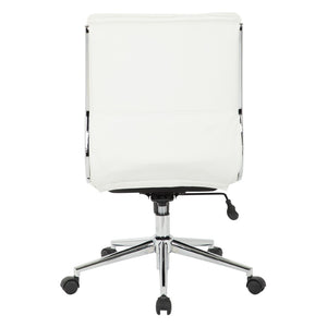 OSP Home Furnishings Armless Mid-back Faux Leather Office Chair with Lumbar Support and Chrome Base White SPX23592C-U11