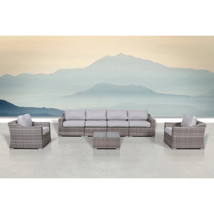 English Elm Lsi 7-Piece Outdoor Wicker Seating Group For 6 - Fully Assembled With Plush Cushions & Table B120S00067