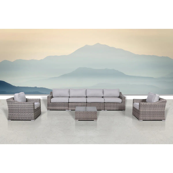English Elm Lsi 7-Piece Outdoor Wicker Seating Group For 6 - Fully Assembled With Plush Cushions & Table B120S00067