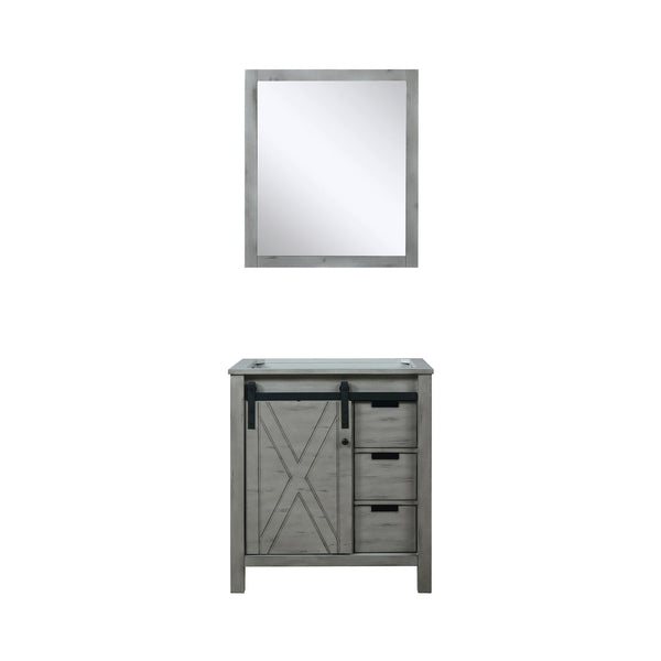 English Elm Ash Grey Bath Vanity Set With 28-Inch Mirror, Stylish Storage, And Easy Installation For Modern Bathrooms B2731S00925