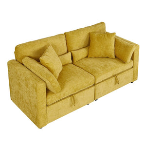 English Elm Yr2169or-ot,foot Pu Upholstered Ottoman with Solid Wood Legs and Polished Hardware Accents Yellow W308P247765